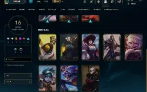 Platina 3 com 65 Champs e 16 Skins