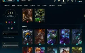 Conta prata 4 com 150 Champs e 210 Skins + 1000 RP- MAIN TOP