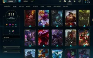 Conta prata 4 com 150 Champs e 210 Skins + 1000 RP- MAIN TOP