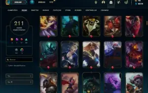 Conta prata 4 com 150 Champs e 210 Skins + 1000 RP- MAIN TOP