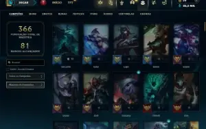 Unranked com 130 Champs e 82 Skins ( JG / ADC / TOP )