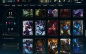Unranked com 130 Champs e 82 Skins ( JG / ADC / TOP )