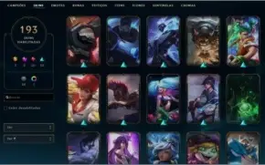 CONTA PLATINA, 193 SKINS, QUASE TODOS CAMPEÕES