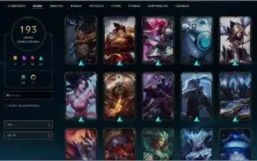 CONTA PLATINA, 193 SKINS, QUASE TODOS CAMPEÕES