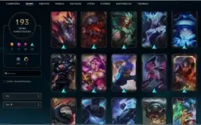 CONTA PLATINA, 193 SKINS, QUASE TODOS CAMPEÕES