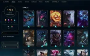 CONTA PLATINA, 193 SKINS, QUASE TODOS CAMPEÕES
