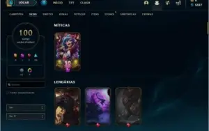 Conta prata 1 com 100 skins e 115 champs
