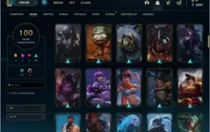 Conta prata 1 com 100 skins e 115 champs