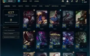 Conta prata 1 com 100 skins e 115 champs