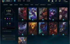 Conta prata 1 com 100 skins e 115 champs