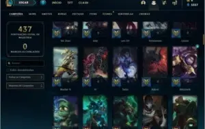 Conta prata 1 com 100 skins e 115 champs