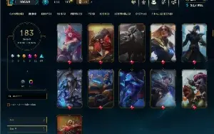 Unranked com TODOS os champs e 183 Skins ( JG / TOP )