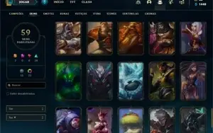 Conta ouro 4 com 100 Champs e 59 Skins + 400k de Yasuo