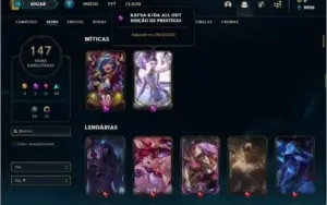 Conta Unranked com 110 champs, 147 skins ( MAIN KATARINA )