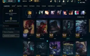 Mestre com 30 Champs e 2 Skins + 17 Fragmentos