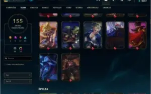Conta 155 skins e 9k de rp de brinde 250 reais