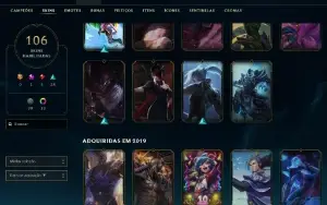 Conta Lol 104 Skins / 105+ Champs/ Unranked/ Chromas