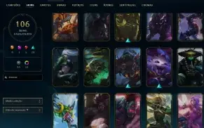 Conta Lol 104 Skins / 105+ Champs/ Unranked/ Chromas