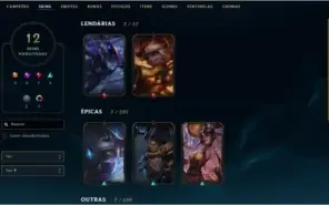 Conta Gold IV Nível 71 - 12 Skins sendo 7 raras.