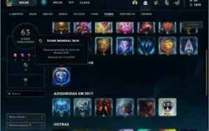Conta unranked com 10 skins e 38 champs