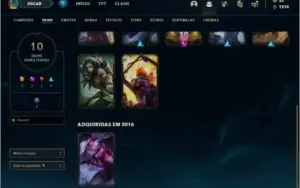 Conta unranked com 10 skins e 38 champs