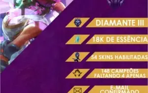CONTA LOL - D3 ( 54 SKINS / CRIADA 2013 / LVL 194)