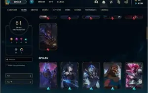 Conta prata 4 com 61 skins e 80 champs