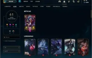 Conta prata 4 com 61 skins e 80 champs