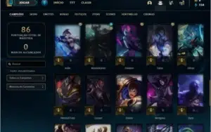 Conta prata 2 com 7 skins e 46 champs