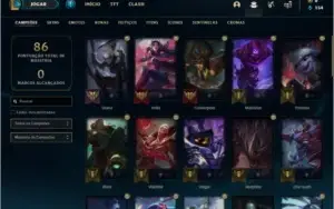 Conta prata 2 com 7 skins e 46 champs