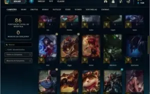 Conta prata 2 com 7 skins e 46 champs