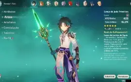 Xiao AR 34 + Lança de Jade, Diluc e Keqing