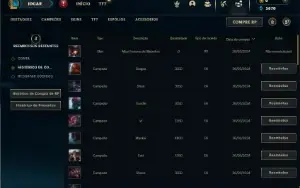 Mestre com 40 Champs e 1 Skin + 11 Fragmentos + 39 PDL