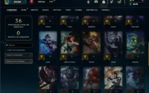 Mestre com 40 Champs e 1 Skin + 11 Fragmentos + 39 PDL