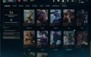 Mestre com 40 Champs e 1 Skin + 11 Fragmentos + 39 PDL