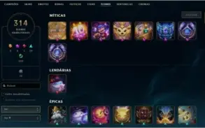 Conta lol plat1 com 413 skins, criada em 2013