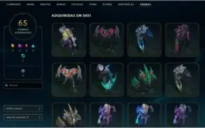 Conta lol plat1 com 413 skins, criada em 2013