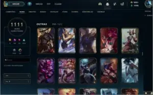 Conta league of legends lvl 148 com 1.111 skins