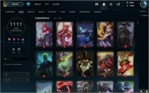 Conta league of legends lvl 148 com 1.111 skins