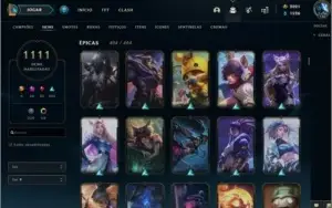 Conta league of legends lvl 148 com 1.111 skins
