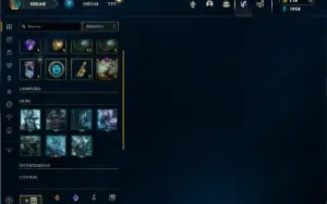 Unranked com 40 champs e 8 Skins + 7 Fragmentos de Skins