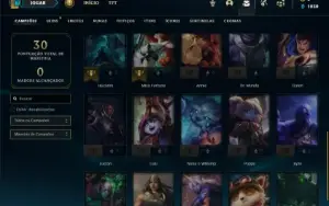 Conta Platina 4 com 30 Champs e 4 Skins + 6 Fragmentos