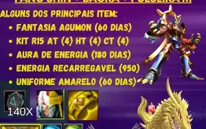 Conta Digimon Masters Susano S. + Bagra + Fang S. + P.Milag.