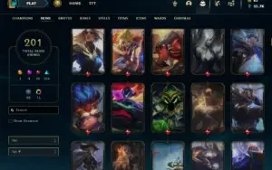 Platina 3 com TODOS os champs e 201 Skins + 31 Maestrias 7