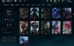 Platina 3 com TODOS os champs e 201 Skins + 31 Maestrias 7