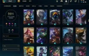 Platina 3 com TODOS os champs e 201 Skins + 31 Maestrias 7