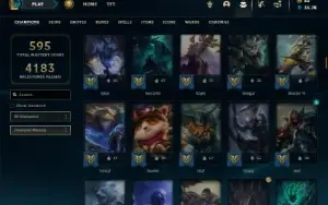 Platina 3 com TODOS os champs e 201 Skins + 31 Maestrias 7