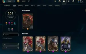 Platina 3 com TODOS os champs e 201 Skins + 31 Maestrias 7
