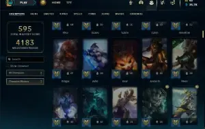 Platina 3 com TODOS os champs e 201 Skins + 31 Maestrias 7