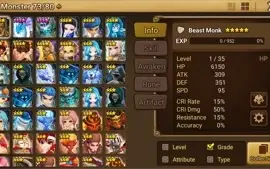 Reroll Summoners War lvl10 com Beast Monk Light - Shazam